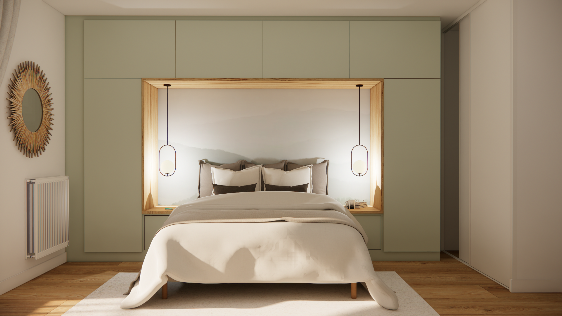 Rendu 3D photoréaliste d'un intérieur moderne